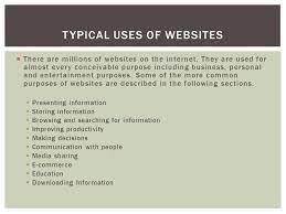 What are the main 3 uses of websites?