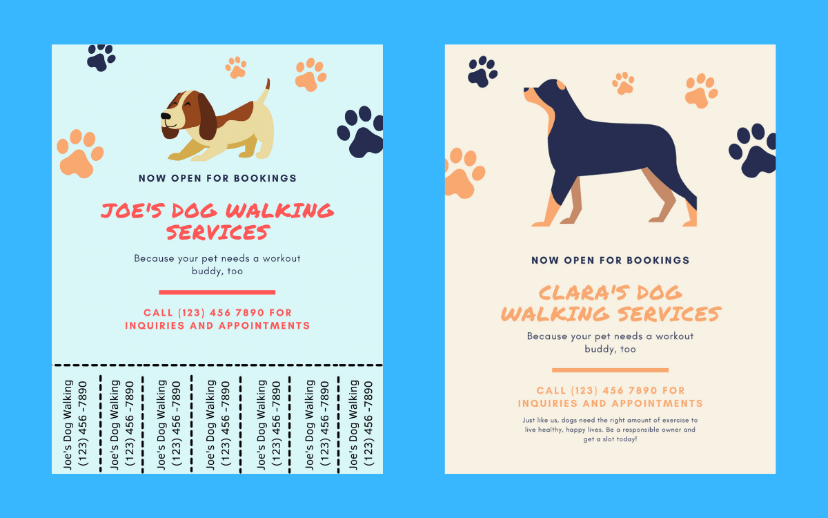 How to make a dog walking advertisement?