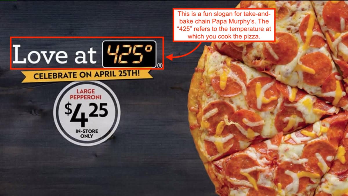 What is the slogan for pizza sales?