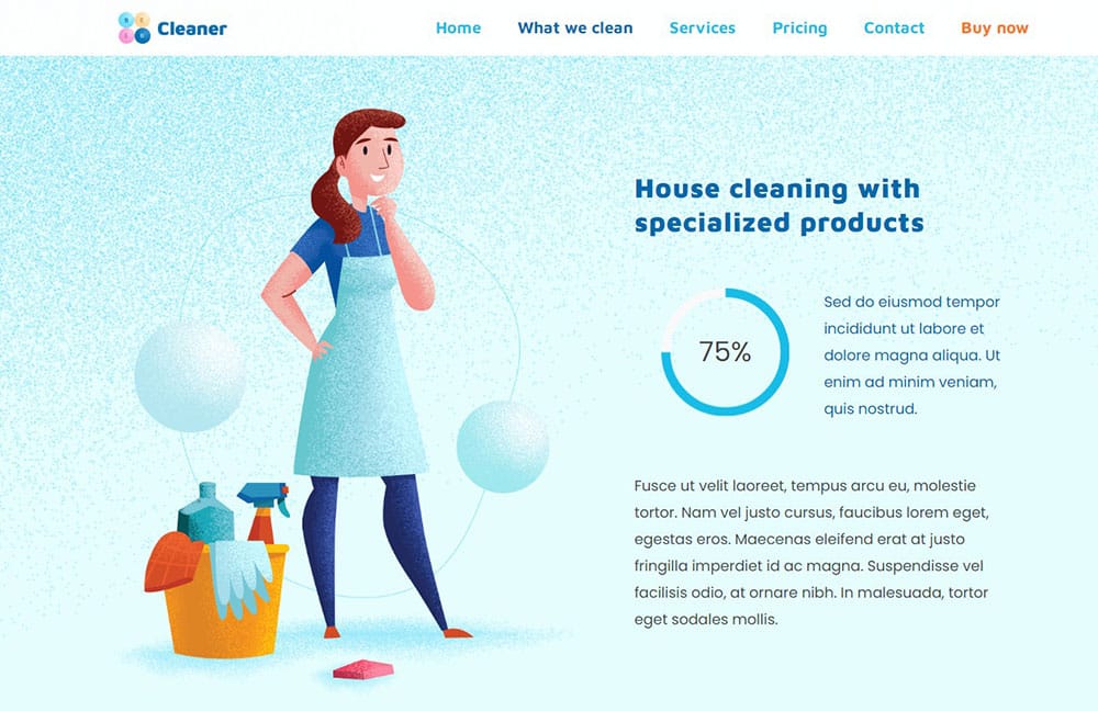 What should be included in a cleaning website?