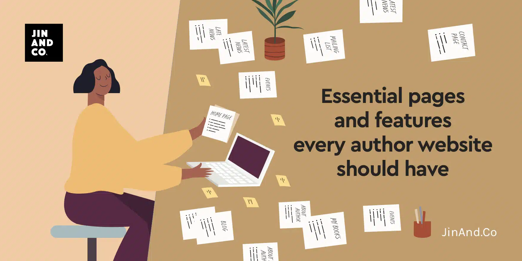 What are the key elements of an author website?