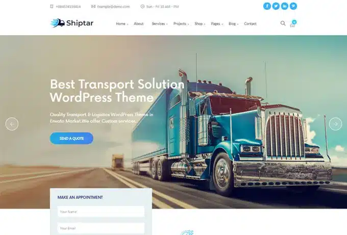 How do I create a logistics website in WordPress?