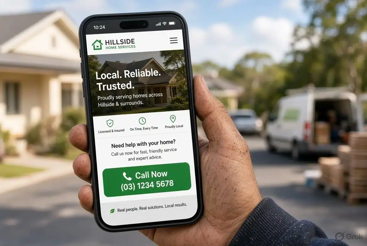 Easy one-tap calling on a mobile website for a local Australian business Easy one-tap calling on a mobile website for a local Australian business